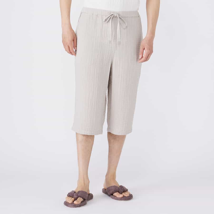 クレープガーゼベーシックメンズクロップドパンツ