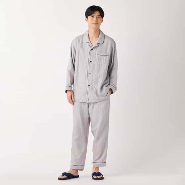 【2026年春夏新色追加】マシュマロガーゼパイピングメンズパジャマ