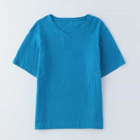マシュマロガーゼメンズＶネックＴシャツ