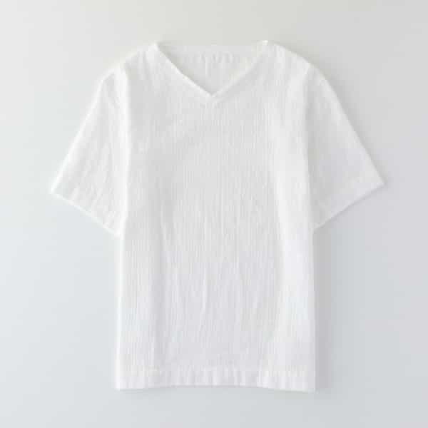 マシュマロガーゼメンズＶネックＴシャツ