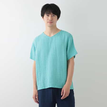 クレープガーゼベーシック メンズ ＶネックＴシャツ
