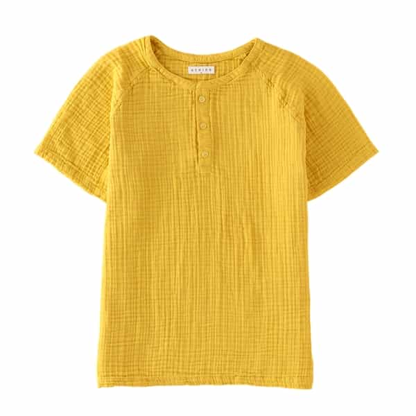 クレープガーゼメンズヘンリーネックＴシャツ