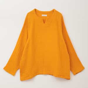 クレープガーゼ メンズキーネック長袖Ｔシャツ